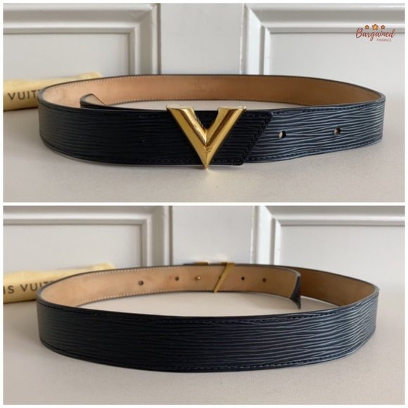 Authentic Louis Vuitton Black Epi Calfskin Leather Essential V Buckle Belt 80/32 main image 7